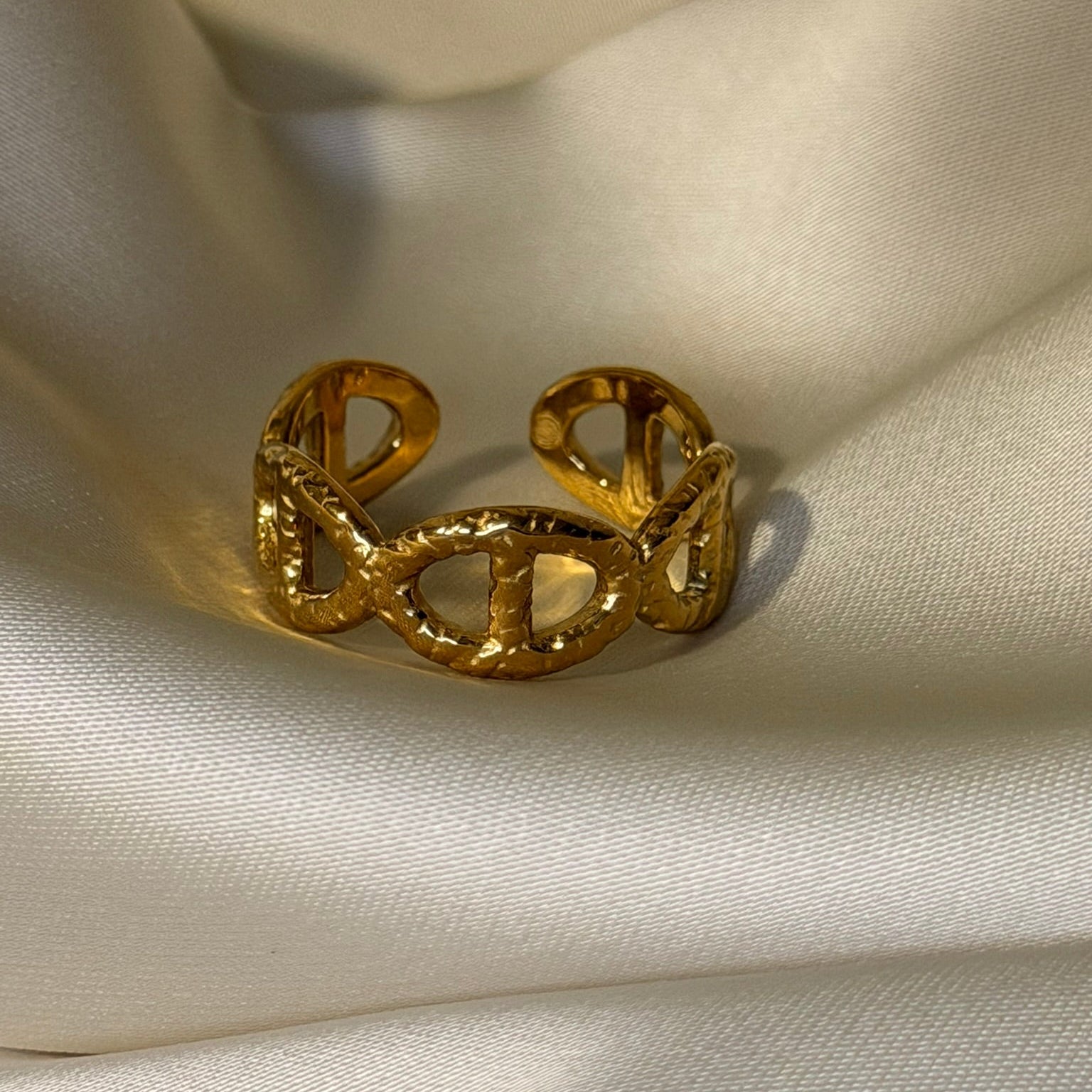 Anillo Geométrico Expansible | Dorado y Plateado Acero Inoxidable